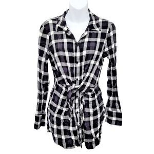 2/$20 Eliane Rose Black & White Plaid Pattern Buttons Down Shirt Top Size: Small